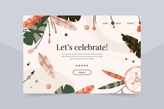 Boho birthday celebration landing page