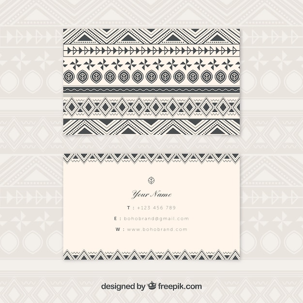 Free Vector boho business card with geometric shapes