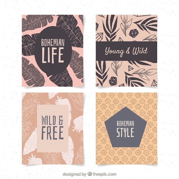 Free Vector boho cards collection in watercolor style