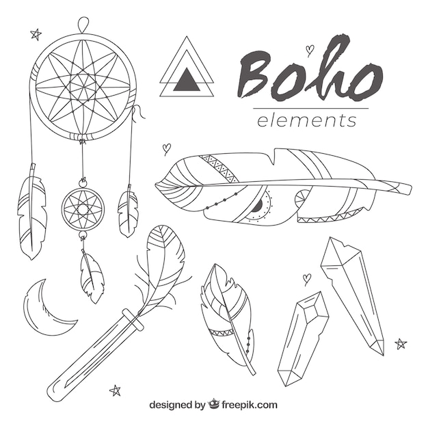 Boho element collection with flat design