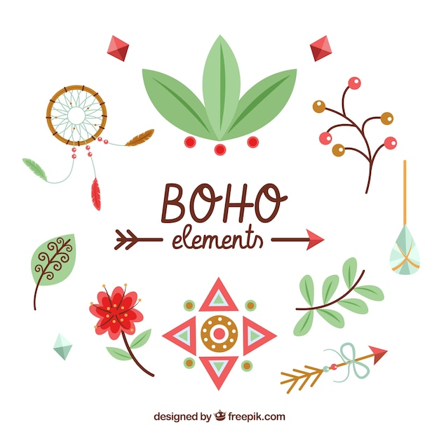 Boho element collection with flat design