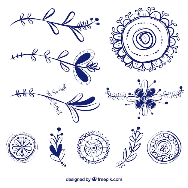 Free Vector boho elements collection with hippie style