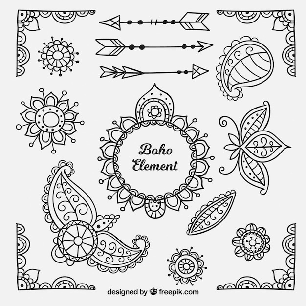 Boho ornaments set 