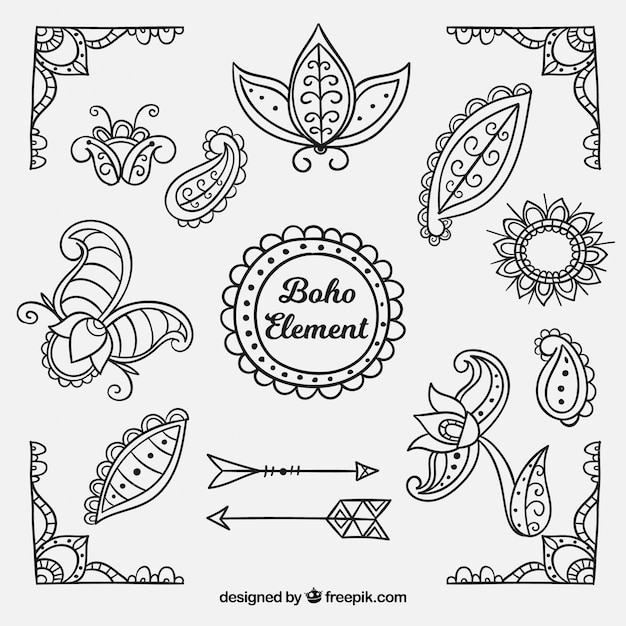 Boho ornaments set 