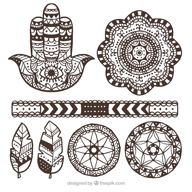 Boho ornaments set 