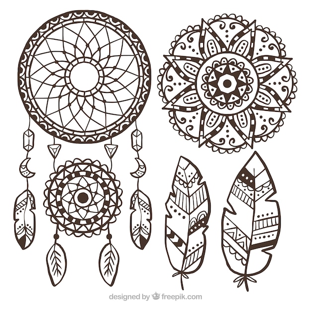 Boho ornaments set 