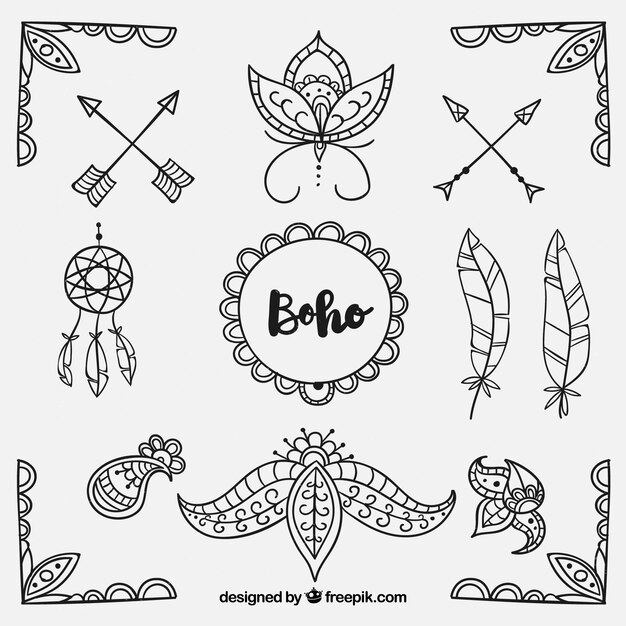 Boho ornaments set 