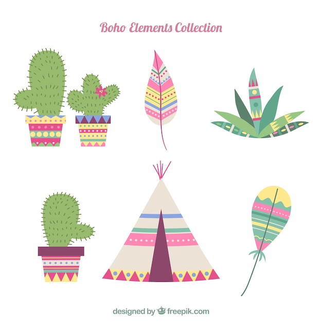 Free Vector boho ornaments set 