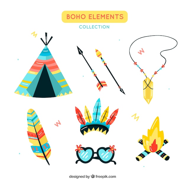 Free Vector boho ornaments set 