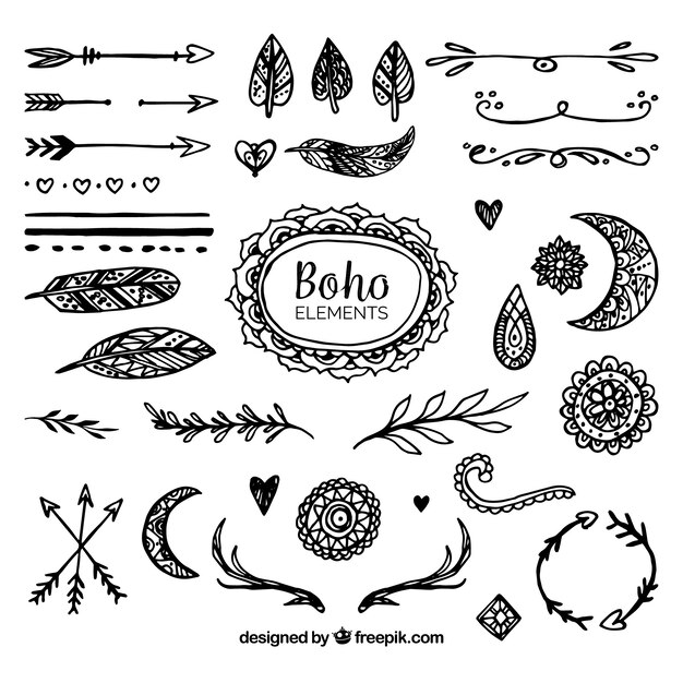 Boho ornaments set 