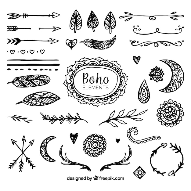 Boho ornaments set 