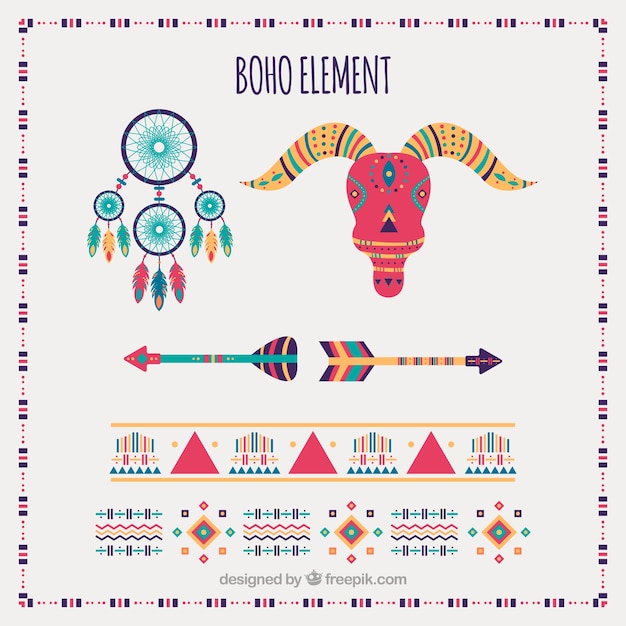 Free Vector boho ornaments set 