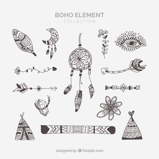 Boho ornaments set 