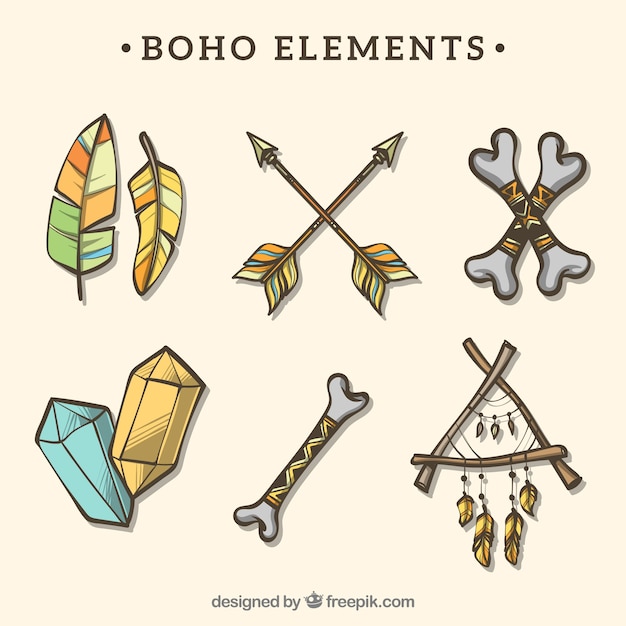 Free Vector boho ornaments set 