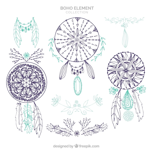 Free Vector boho ornaments set 