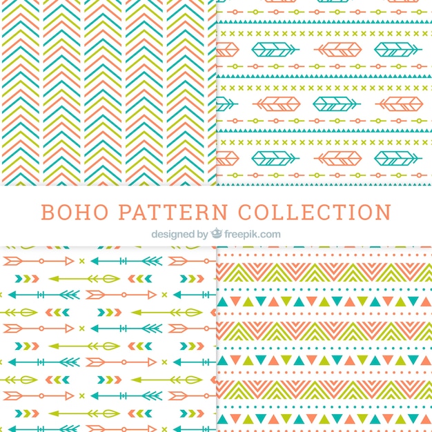 Boho pattern collection with flat design