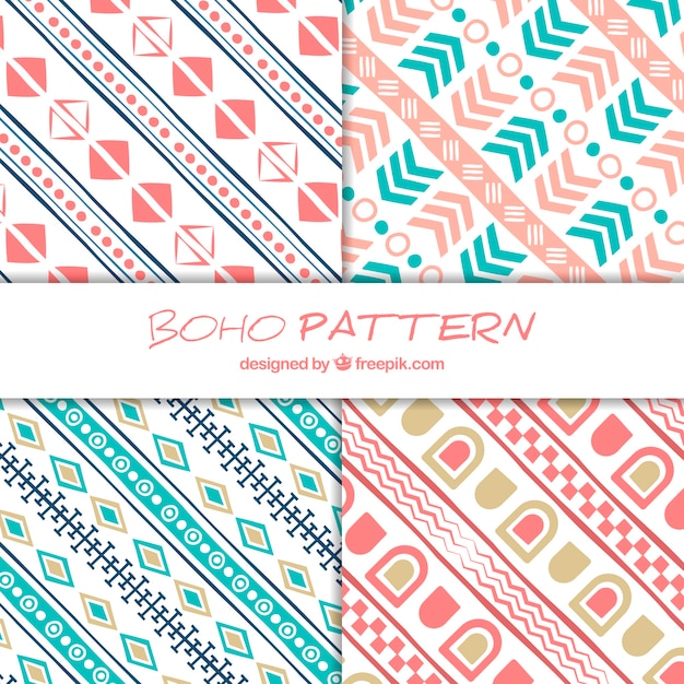 Boho pattern collection with flat design