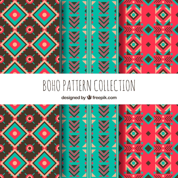 Free Vector boho pattern collection with flat design