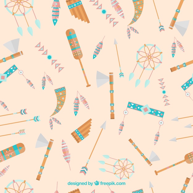 Free Vector boho pattern with different elements