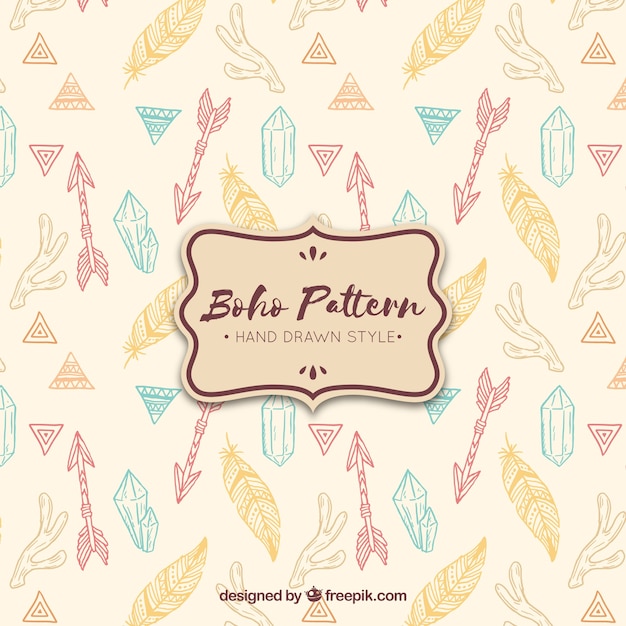 Free Vector boho pattern with hippie style