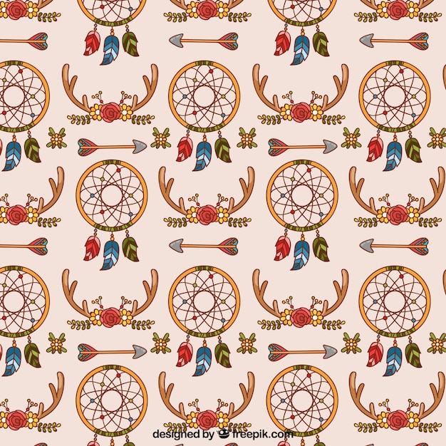 Free vector boho pattern with hippie style