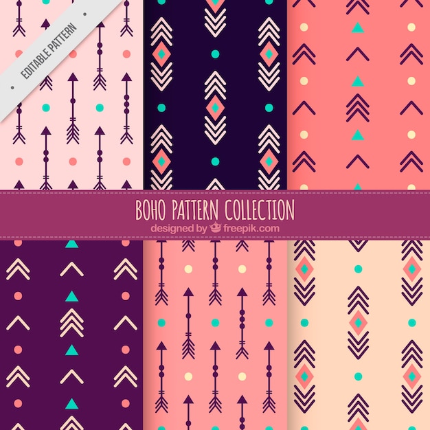 Free Vector boho patterns of abstract shapes and arrows