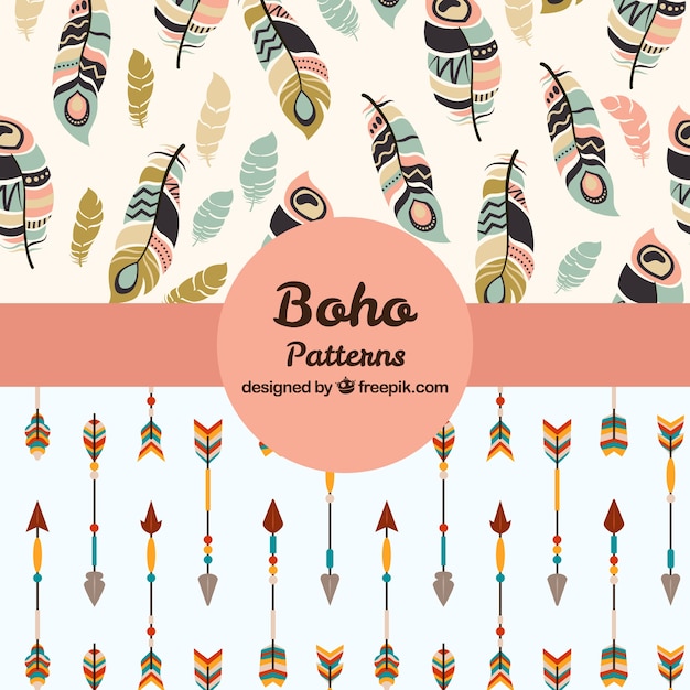 Boho patterns collection with hippie elements