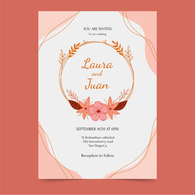 Boho style wedding invitation