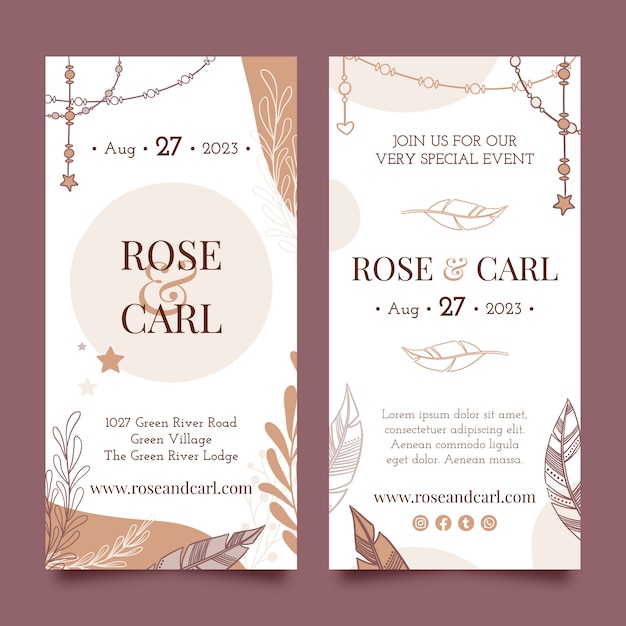 Boho wedding celebration vertical banner