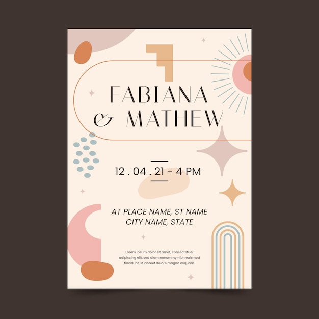 Boho wedding invitation template