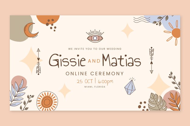 Boho wedding webinar design template