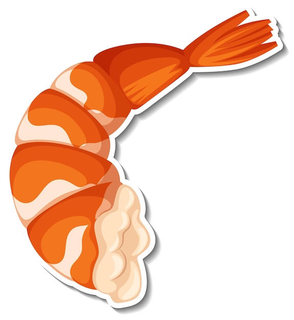 Boiled shrimp sticker on white background