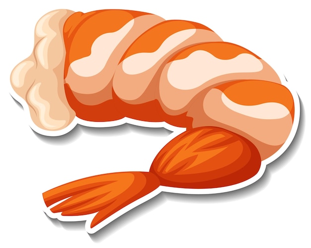 Free Vector boiled shrimp sticker on white background