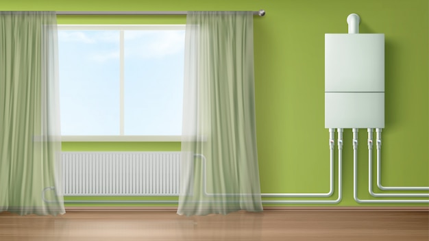 Boiler water and heater wall connected with radiator