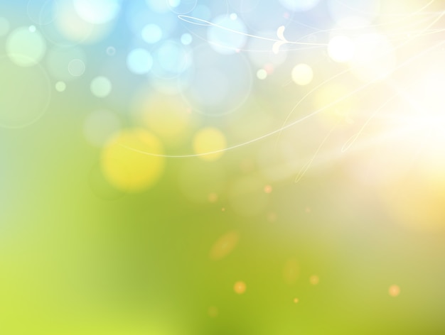 Free Vector bokeh bubbles and sun flash over blue background