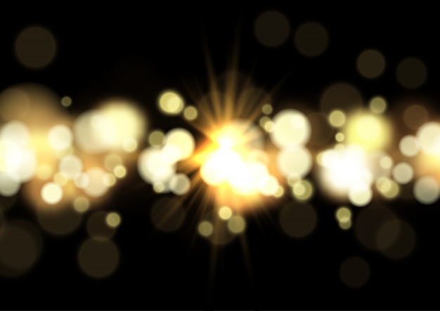 Bokeh lights and starburst background 