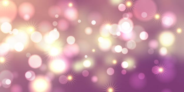 Bokeh lights and stars banner design