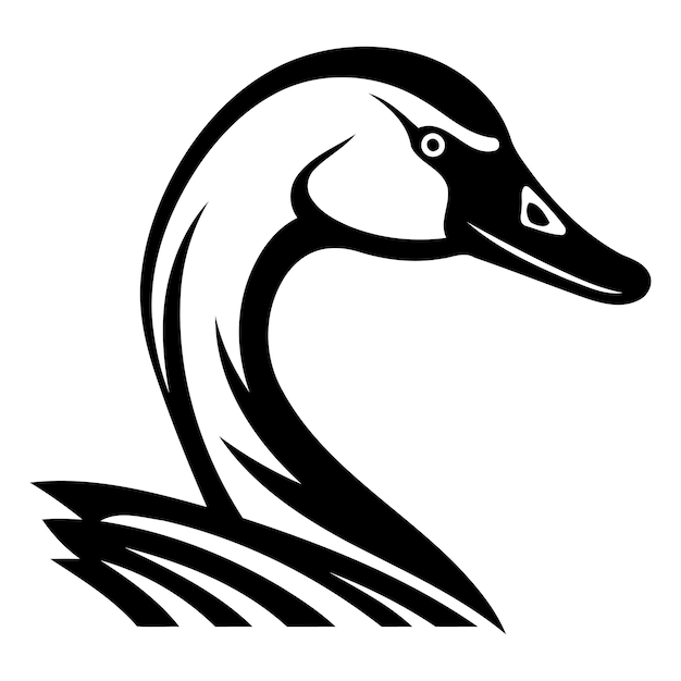 Free Vector a bold and stylish black and white illustration of a goose head perfect for logo design or branding