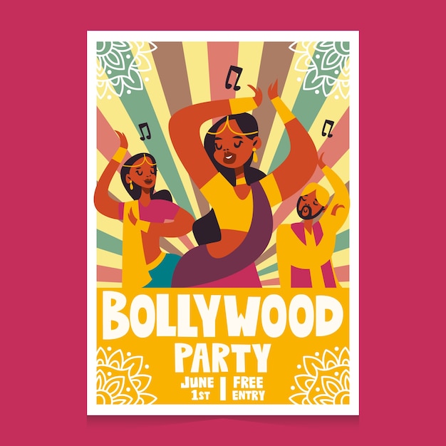 Free Vector bollywood indian party poster with women