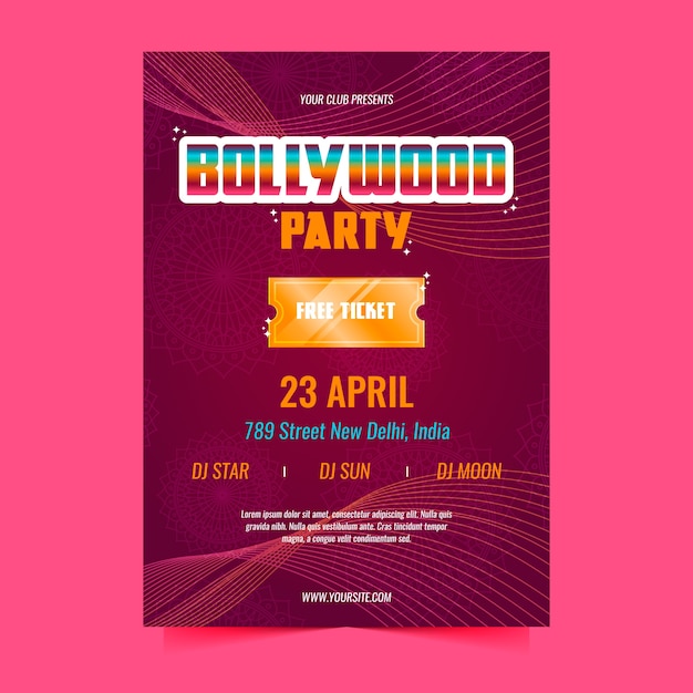 Bollywood party poster template concept