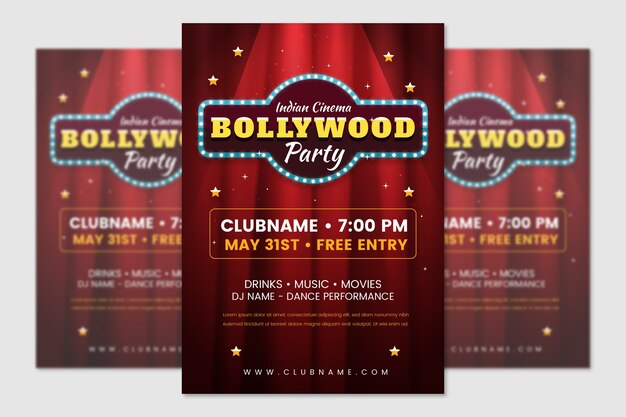 Bollywood party poster template design