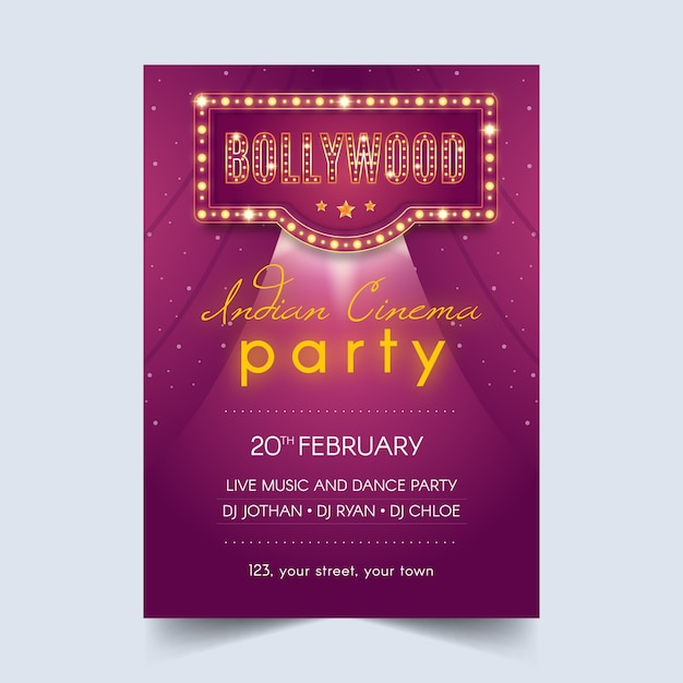 Free Vector bollywood party poster template style