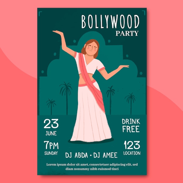 Free Vector bollywood party poster template