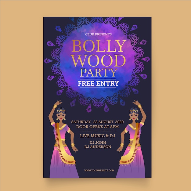 Free Vector bollywood party poster template