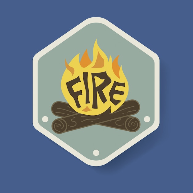 Bonfire Badge Camping Graphic Illustration Vector