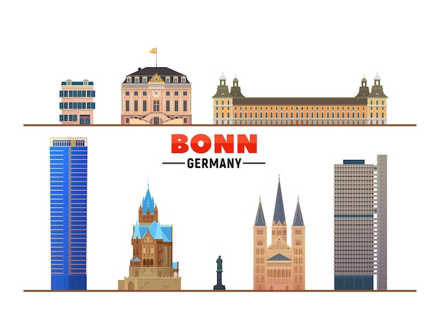 Bonn Germany city landmarks on white background Flat vector illustration Business travel and tourism concept with modern buildings Image for banner or website