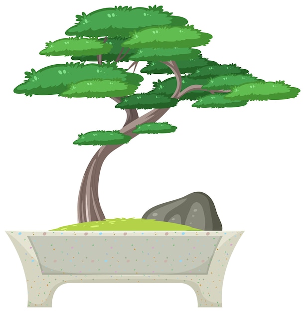 Free Vector bonsai tree in pot on white background