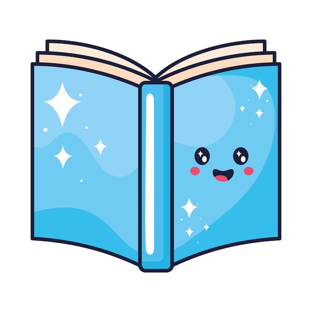 Free Vector book cover learning kawaii