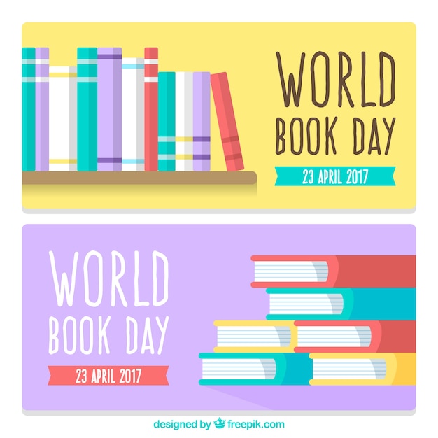 Book day banners in flat design