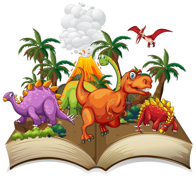 Book of dinosaur in the forest